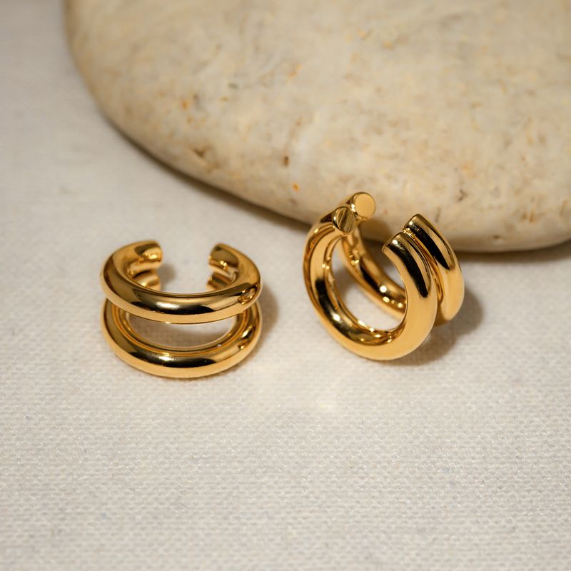 1 Pair Simple Style Classic Style Solid Color Plating 304 Stainless Steel 18K Gold Plated Ear Cuffs