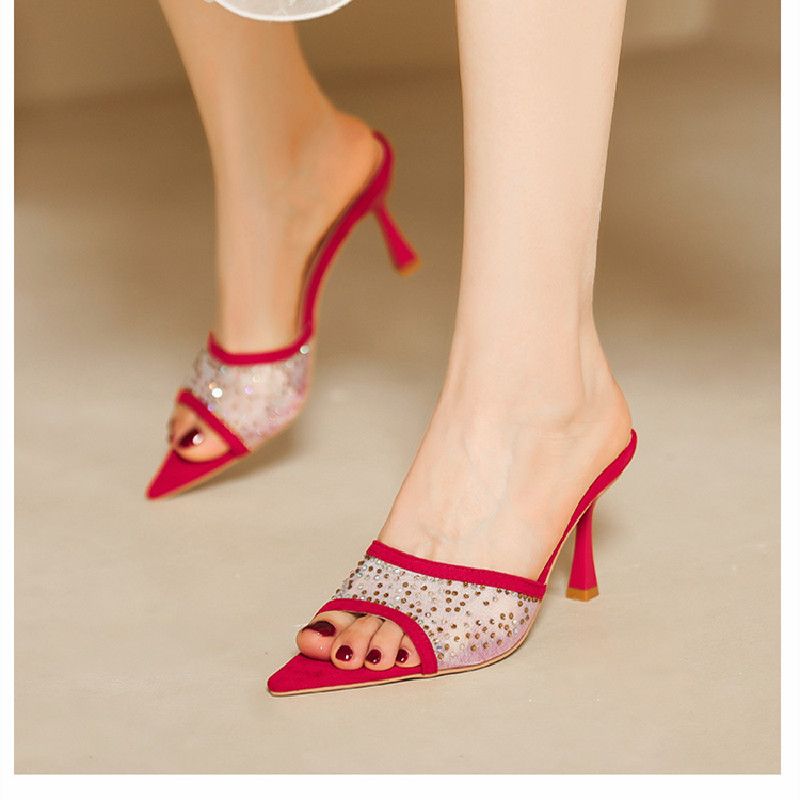 Women's Casual Elegant Solid Color Point Toe High Heel Sandals