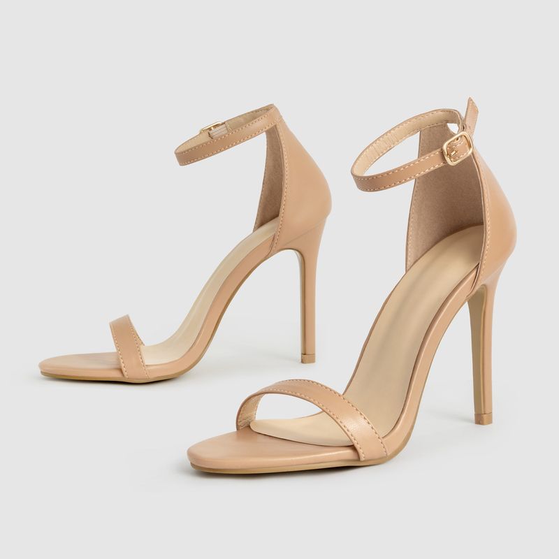 Women's Basic Solid Color Round Toe High Heel Sandals