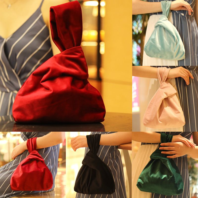 Women's Velvet Solid Color Classic Style Square Open Handbag