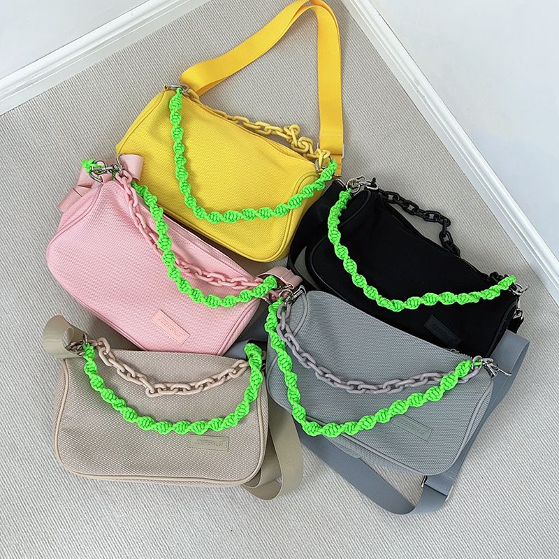 Women's Large Cloth Color Block Solid Color Streetwear Zipper Crossbody Bag
