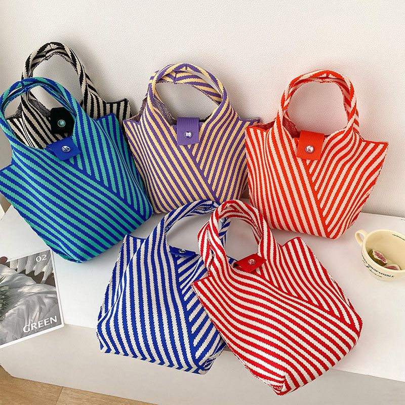 Women's Small Polyester Stripe Vintage Style Classic Style Open Bucket Bag