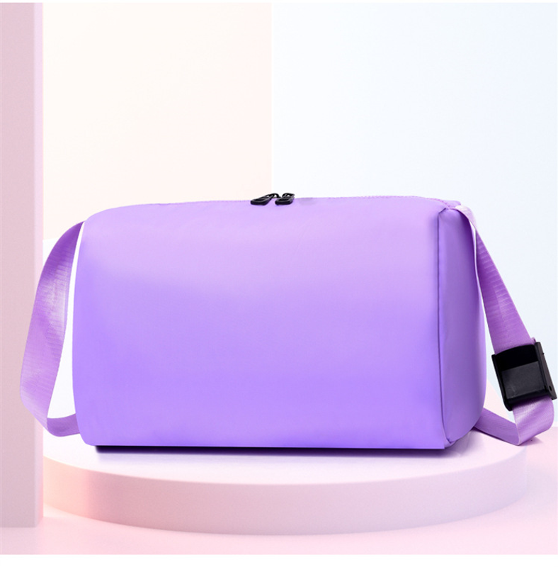 Unisex Nylon Solid Color Basic Square Zipper Shoulder Bag