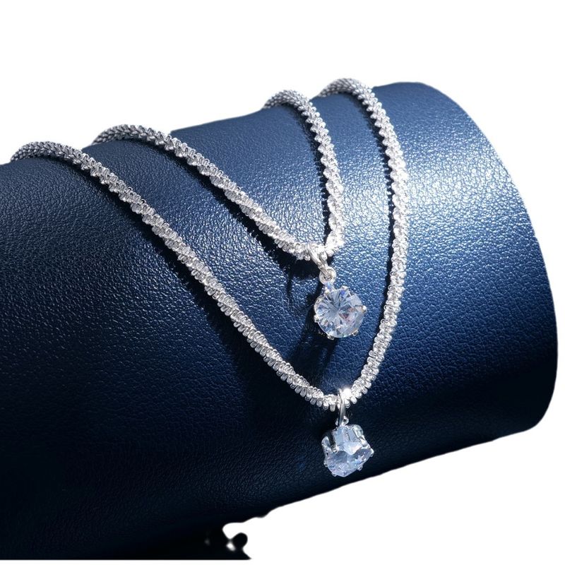Simple Style Classic Style Solid Color Alloy Inlay Zircon Women's Layered Necklaces
