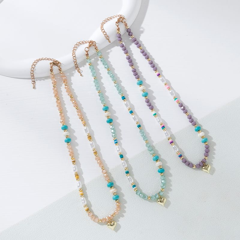 Beach Simple Style Colorful Artificial Crystal Beaded Women's Necklace