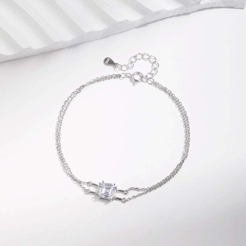 Sterling Silver Silver Plated Elegant Classic Style Plating Inlay Solid Color Zircon Bracelets