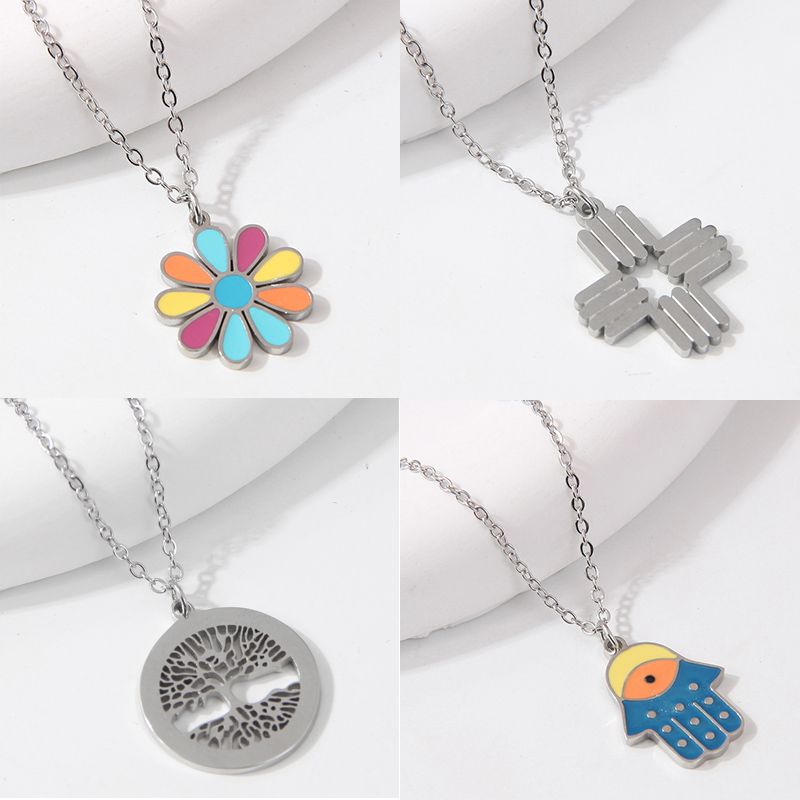 304 Stainless Steel Sweet Simple Style Color Block Pendant Necklace