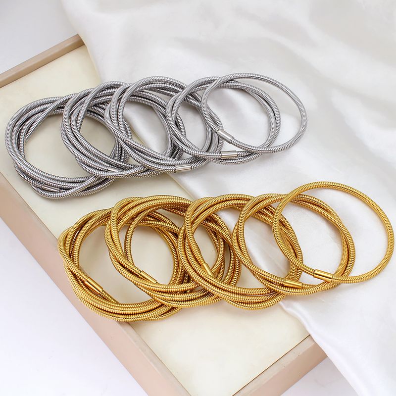 Simple Style Geometric 304 Stainless Steel 18K Gold Plated Bangle In Bulk