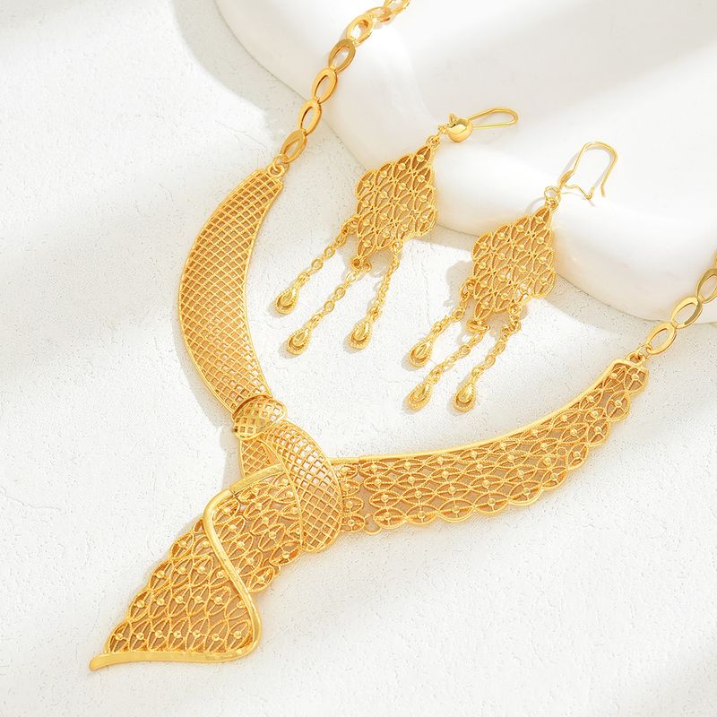 Elegant Argyle Alloy 18K Gold Plated Women's Jewelry Set
