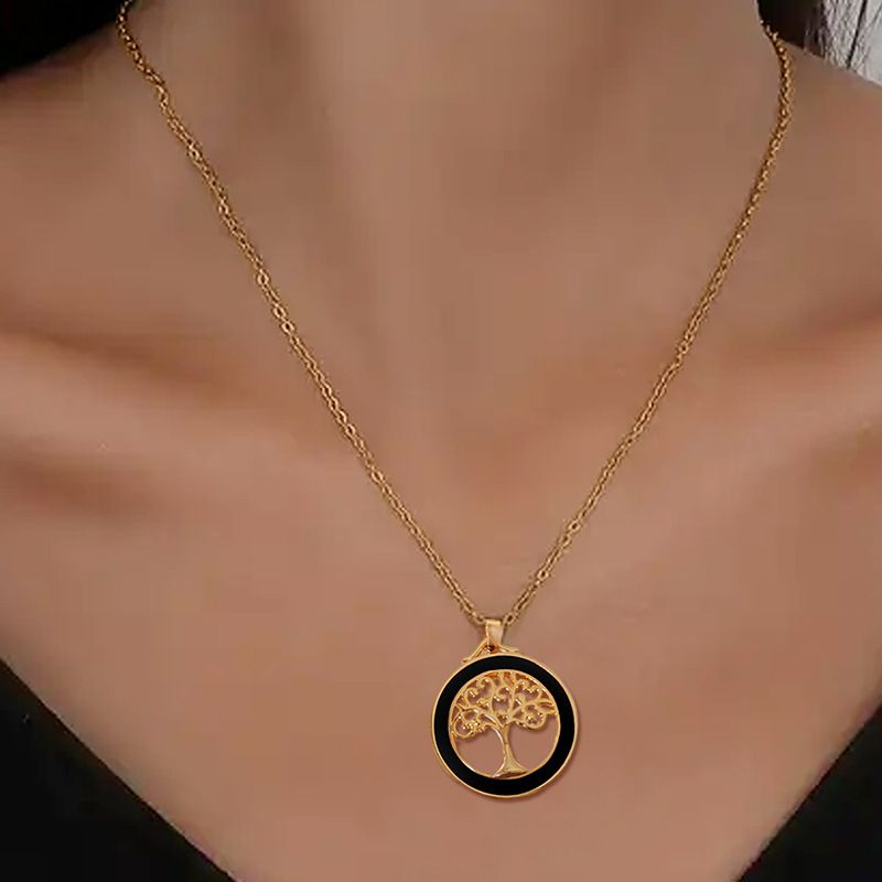 Copper Gold Plated Simple Style Classic Style Hollow Out Color Block Pendant Necklace