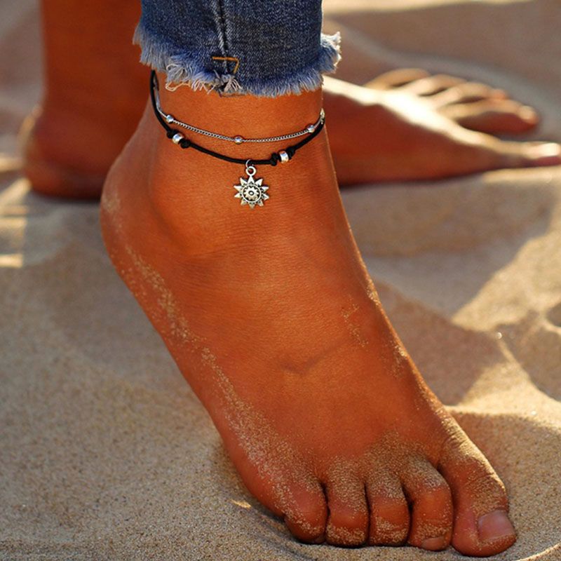 Retro Vacation Beach Sun Alloy Irregular Chain Silver Plated Women's Anklet