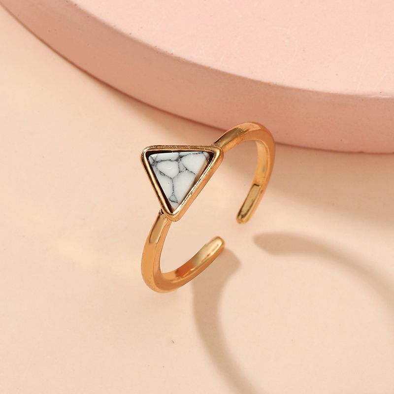 Wholesale Jewelry Elegant Geometric Alloy Turquoise Gold Plated Inlay Rings