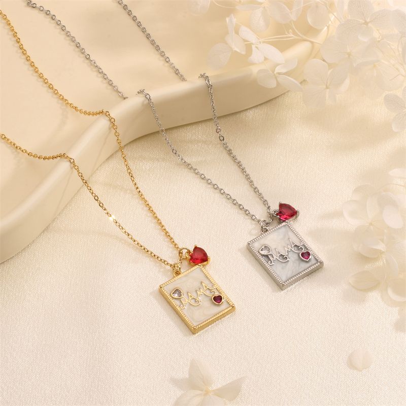 Copper 18K Gold Plated IG Style Simple Style Inlay Letter Heart Shape Zircon Pendant Necklace