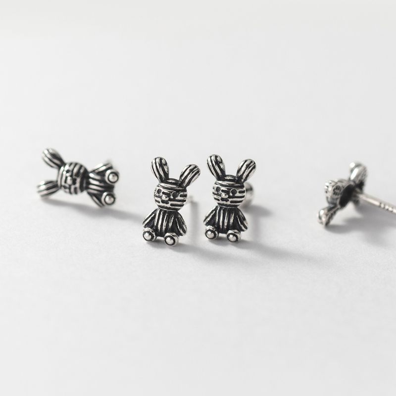 1 Pair Simple Style Classic Style Rabbit Copper Silver Plated Ear Studs