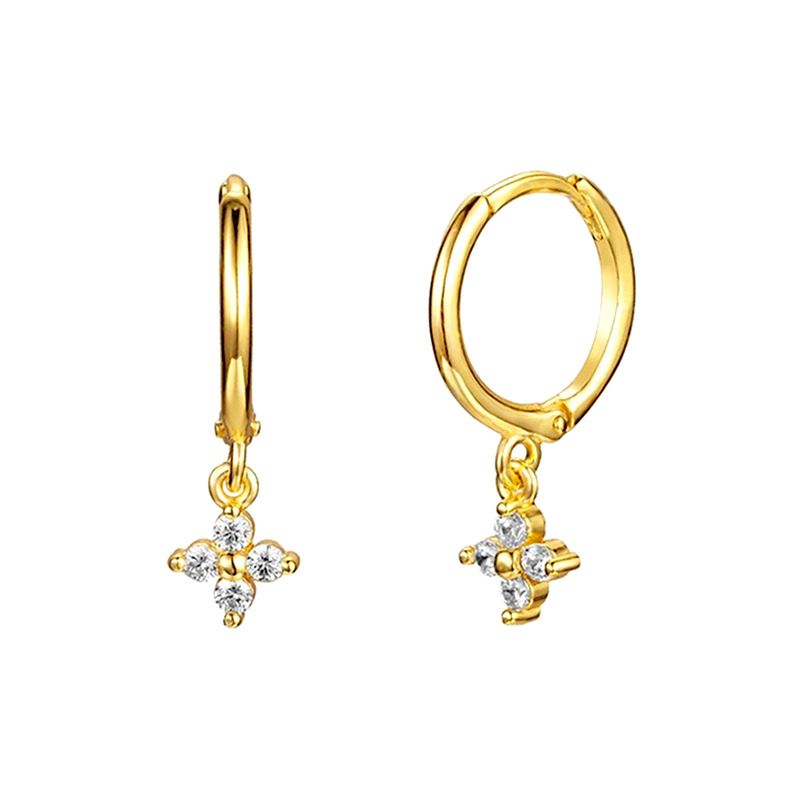 European And American French Style Geometric Zircon-studded  Flower Earrings Earrings
