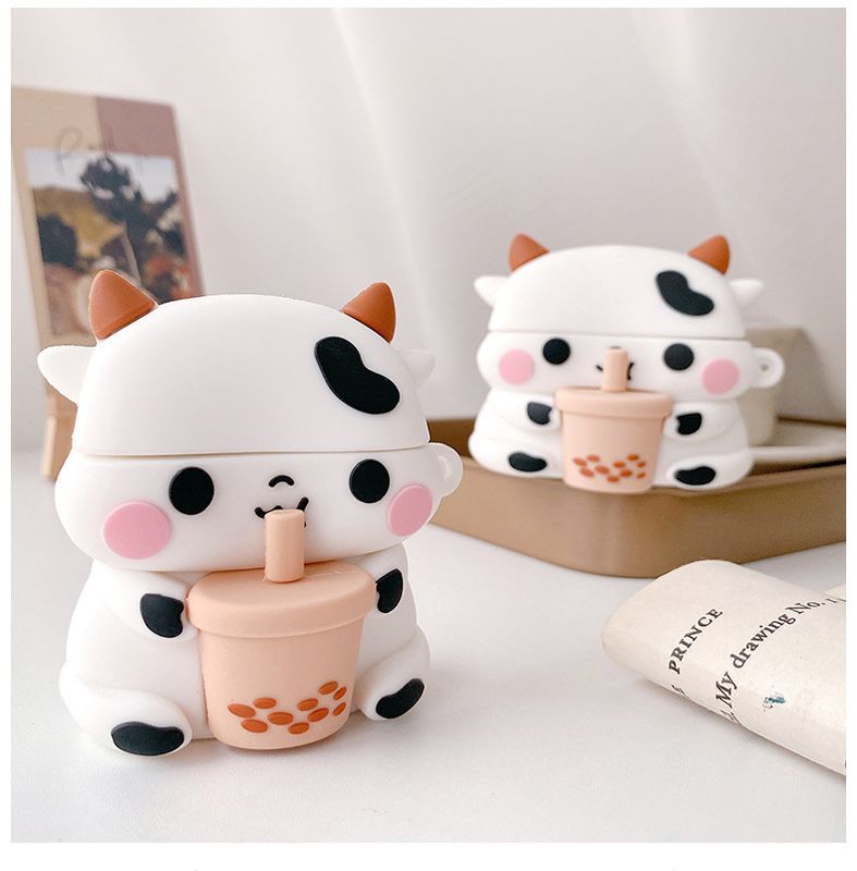 Cute Cow For Airpods Pro Protective Case Cartoon Milk Tea  Wireless Bluetooth 2 Generation Earphone Sleeves
