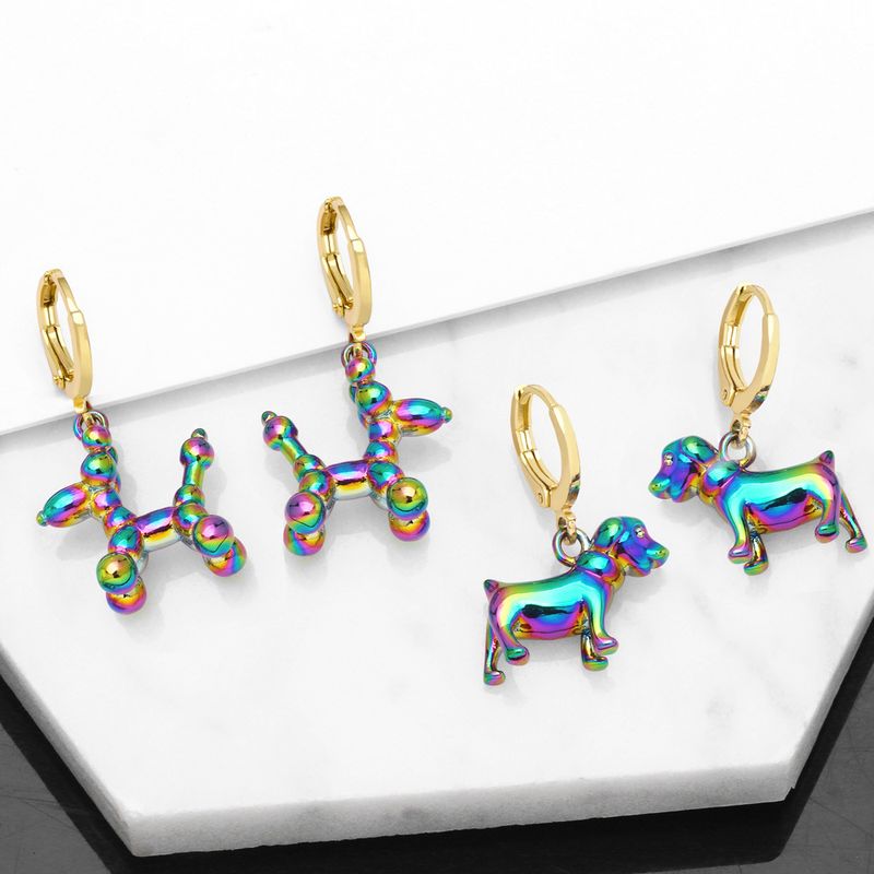 New Fashion Creative Colorful Balloon Dog Copper Earrings Wholesale