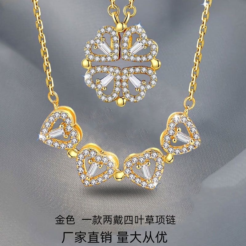 Fashion Heart Shape Titanium Steel Rhinestones Pendant Necklace