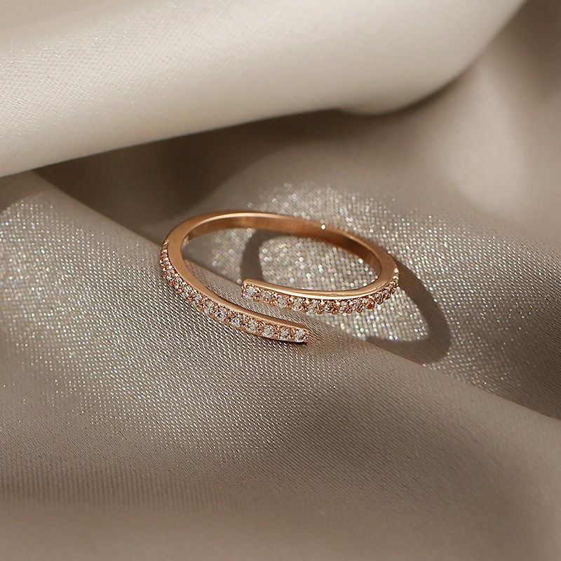 Elegant Einfacher Stil Geometrisch Legierung Inlay Künstliche Edelsteine Rosengoldbeschichtet Frau Offener Ring