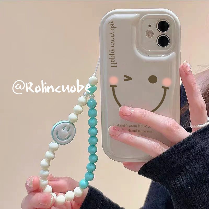 Cute Smiley Face Tpu Beaded   Phone Accessories