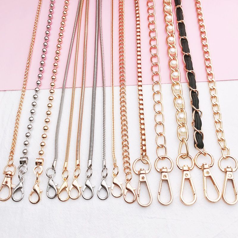 Metal Bags Chain Girls Slung Over One Shoulder Phone Cover Lanyard Lanyard Lobster Buckle 110cm Gold Iron Chain Shoulder Strap