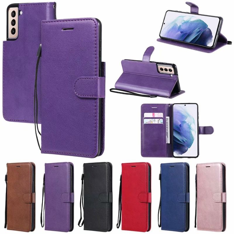 Simple Style Solid Color Pc Pu Leather     Phone Cases