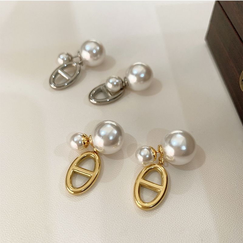 1 Pair Elegant Simple Style Geometric Titanium Steel Drop Earrings