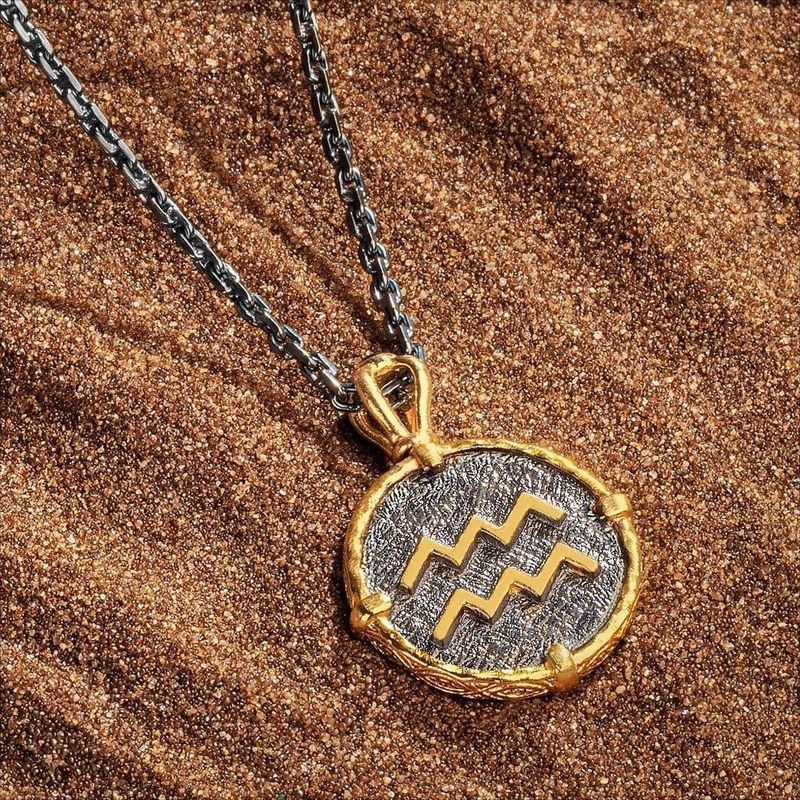 Titanium Steel Gold Plated Hip-Hop Plating Constellation Pendant Necklace