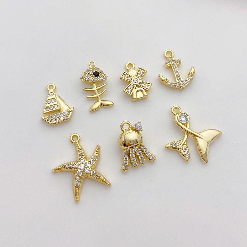 1 Piece Alloy Gold Plated Solid Color Pendant