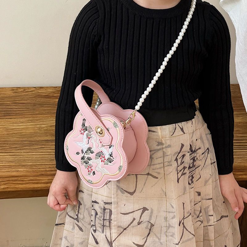 Women's Small Pu Leather Flower Cute Vintage Style Zipper Crossbody Bag