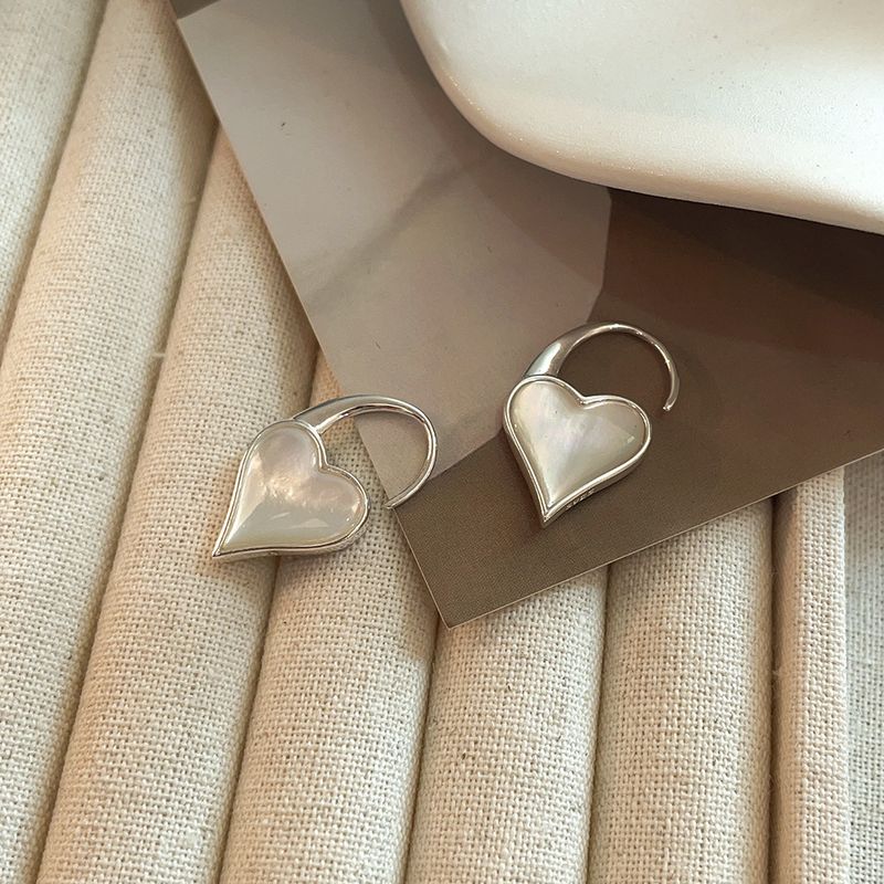 1 Par Estilo Simple Forma De Corazón Enchapado Plata Esterlina Pendientes De Gota