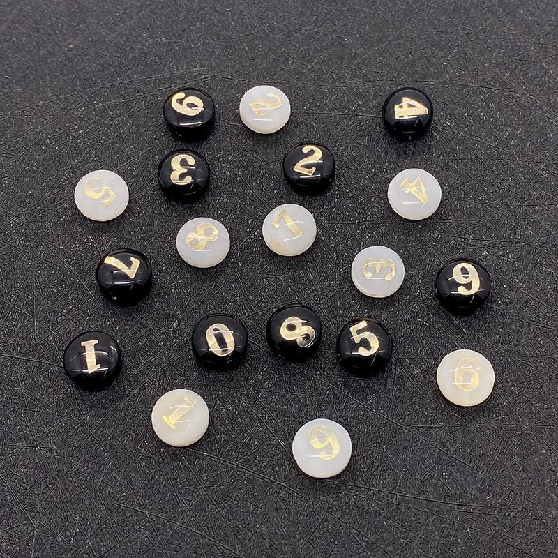 1 Piece Diameter 8mm Shell Round Number Beads