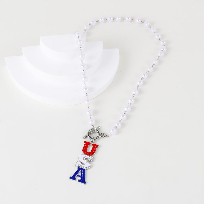 Wholesale Jewelry Retro Simple Style Letter Alloy Silver Plated Pendant Necklace