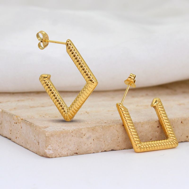 1 Paar Einfacher Stil Pendeln Geometrisch Edelstahl 304 18 Karat Vergoldet Ohrringe