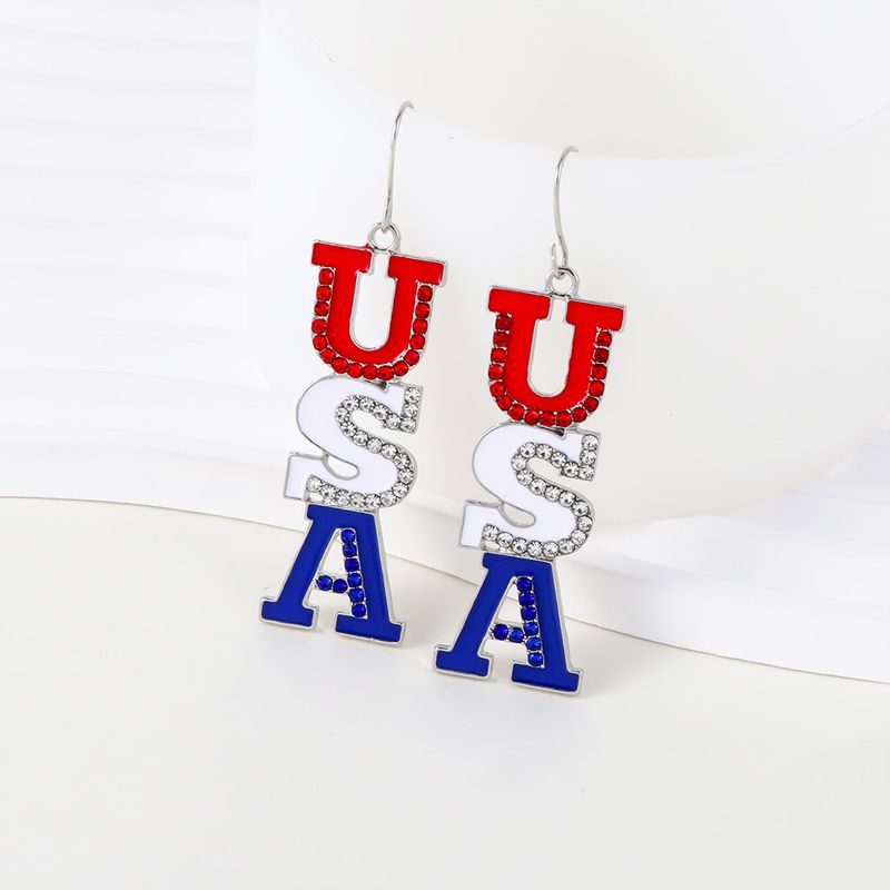 1 Pair Simple Style Commute Letter Alloy Silver Plated Drop Earrings