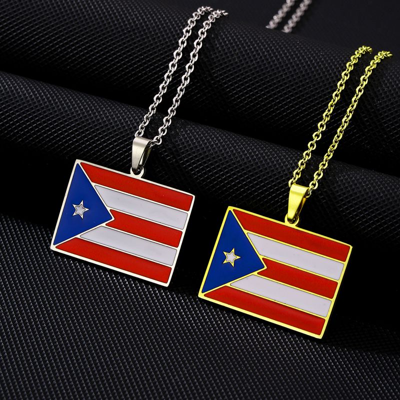 Ethnic Style Flag 201 Stainless Steel 304 Stainless Steel Enamel Plating None 18K Gold Plated Unisex Pendant Necklace