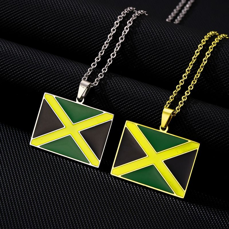 201 Stainless Steel 304 Stainless Steel 18K Gold Plated Ethnic Style Enamel Plating Flag None Pendant Necklace
