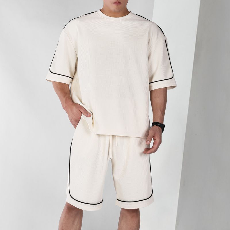 Men's Solid Color Simple Style Round Neck Half Sleeve Regular Fit Men's Sets