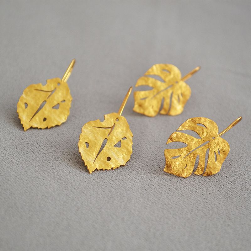 Elegant Retro Leaf Copper Plating Drop Earrings