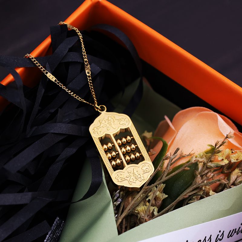 Acero Inoxidable 304 Chapados en oro de 18k Chinoiserie Con Cuentas Geométrico Collar Colgante