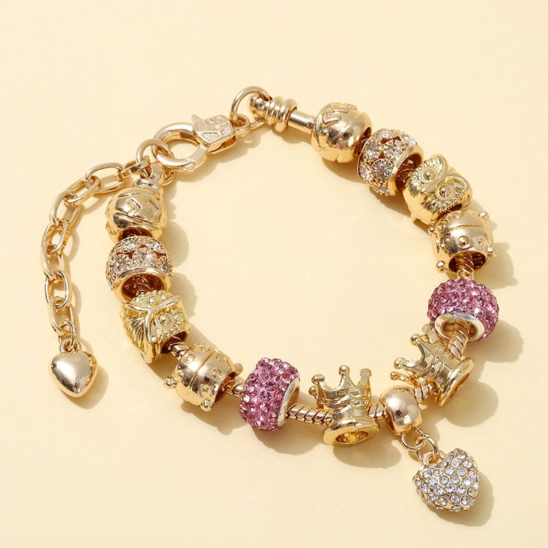 Vintage Style Simple Style Color Block Alloy Plating Inlay Rhinestones Zircon Gold Plated Women's Bracelets