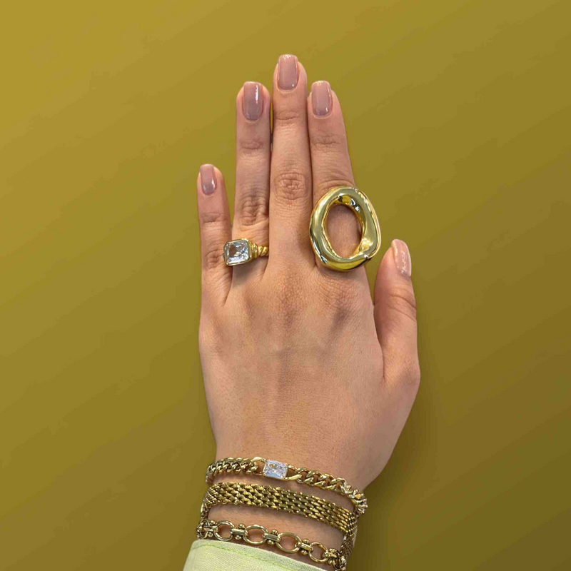 Edelstahl 304 18 Karat Vergoldet Lässig Klassischer Stil Überzug Einfarbig Ringe