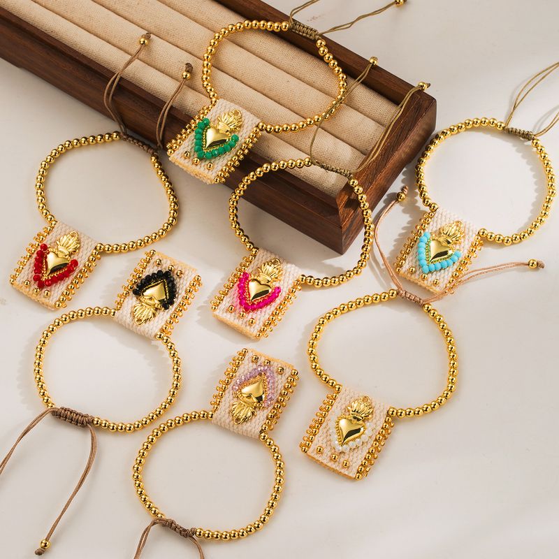 Cloth Copper 18K Gold Plated Casual Simple Style Braid Heart Shape Crown Bracelets