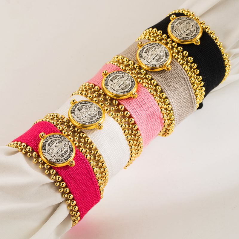 Copper Ethnic Style Braid Color Block Wristband