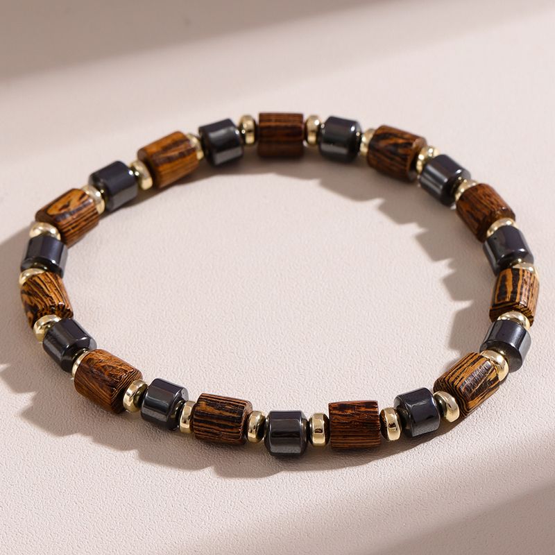 Simple Style Color Block Wood Haematite Women's Bracelets