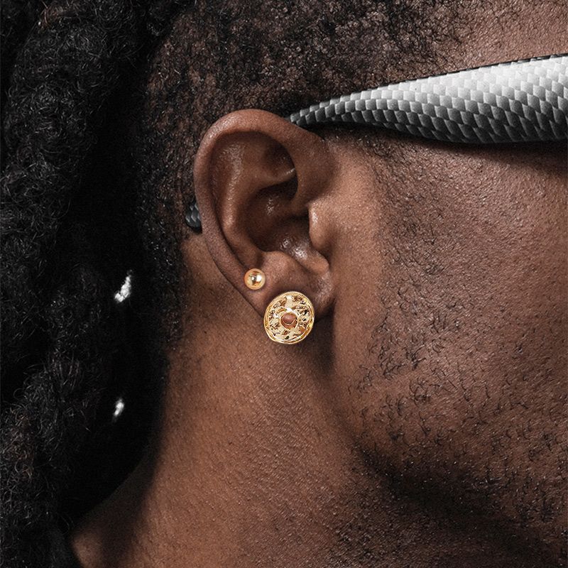 2 Pairs Hip-Hop Punk Solid Color Copper Ear Studs