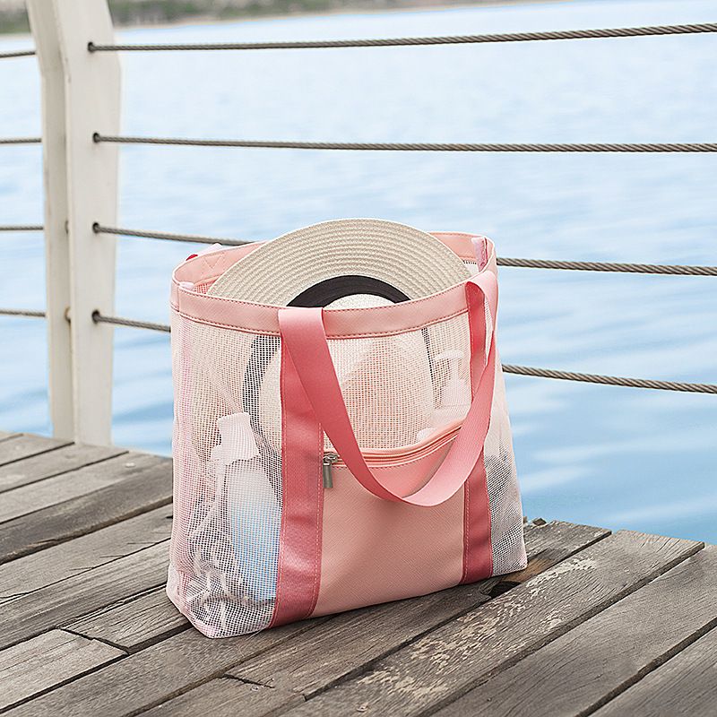 Unisex Mittel Netz Farbblock Einfarbig Ferien Strand Reißverschluss Strandtasche
