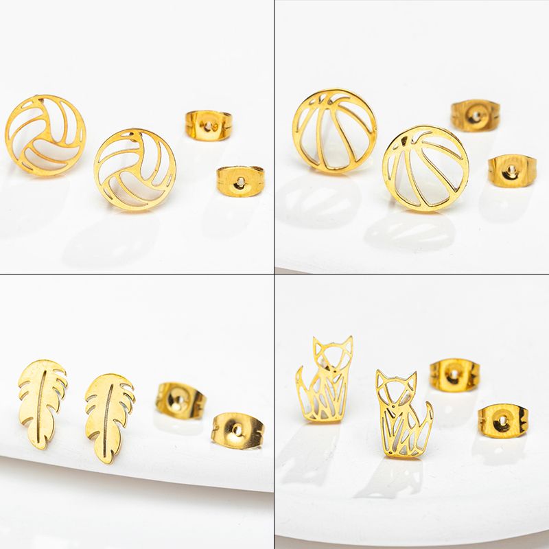 1 Pair Sweet Simple Style Animal Polishing 304 Stainless Steel 18K Gold Plated Ear Studs