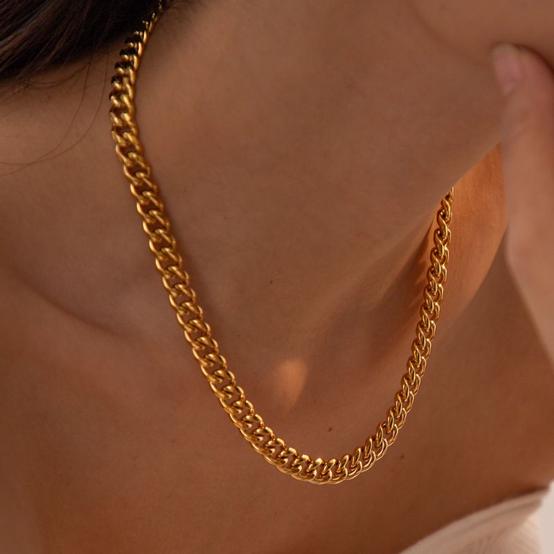 Edelstahl 304 18 Karat Vergoldet Einfacher Stil Klassischer Stil Überzug Einfarbig Armbänder Halskette