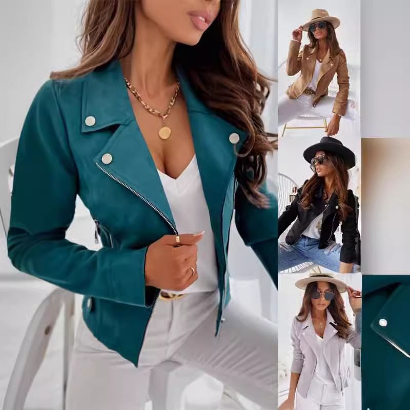 Women's Simple Style Streetwear Solid Color Zipper Coat Jacket